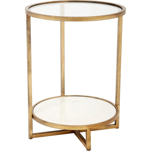 Banks Gold Accent Table with White Marble Base