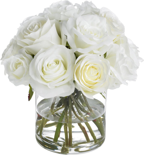 Diane James White Roses Faux Floral Bouquet