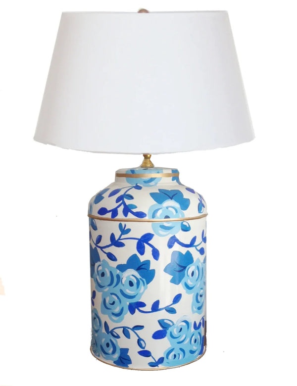 Dana Gibson Blue Chintz Tea Caddy Lamp