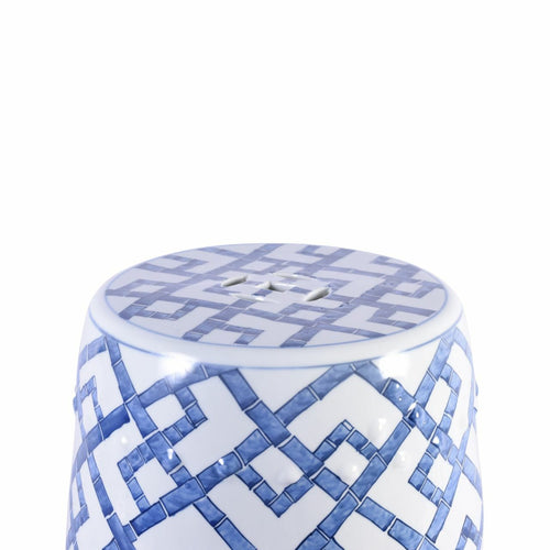 Atlee Modern Classic Blue and White Bamboo Joints Porcelain Garden Stool