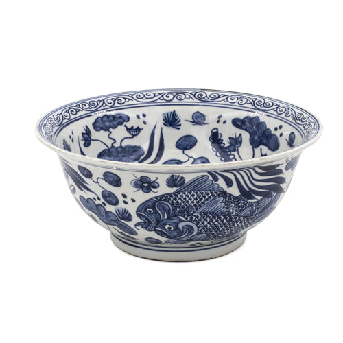Blue And White Fish Lotus Bowl By Legends Of Asia