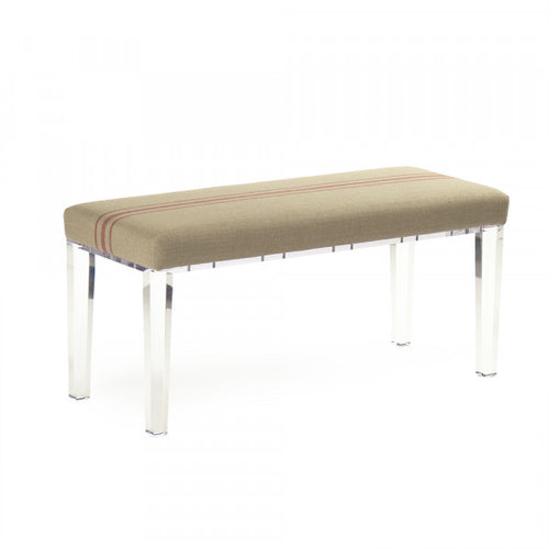 Zentique Emma Bench in Natural Linen with Red Stripes