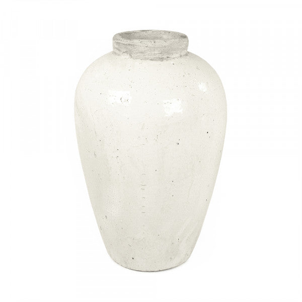 Zentique Distressed White Jar