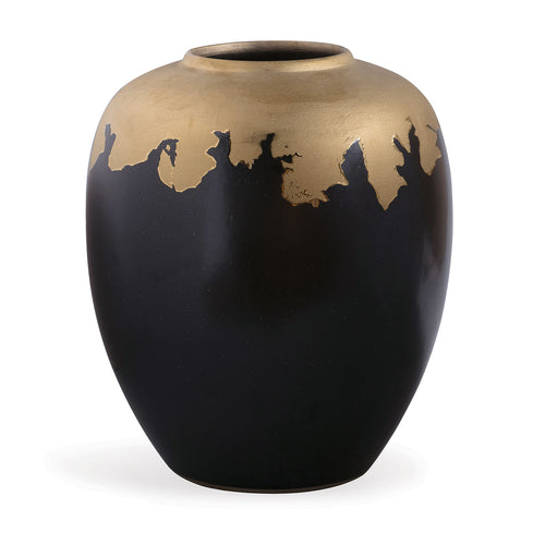 Nicole Black and Gold 14"H Vase by Port 68
