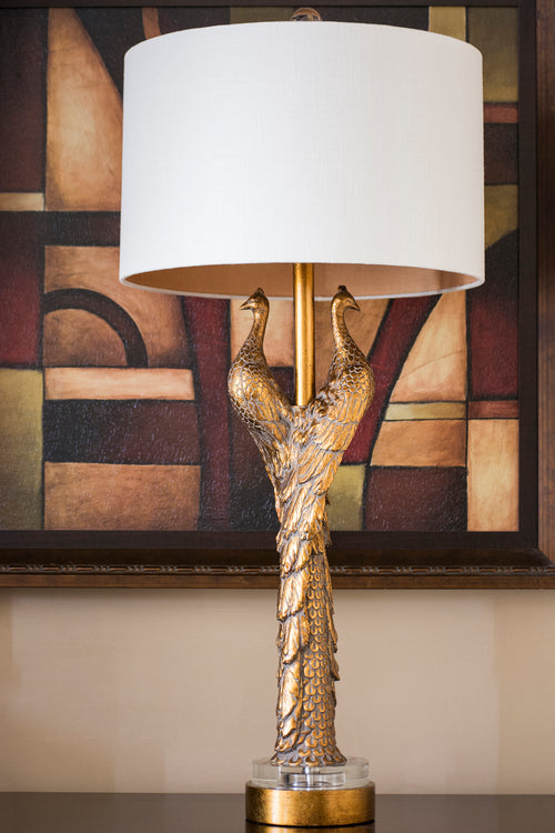 Couture Lighting Golden Peacock Table Lamp