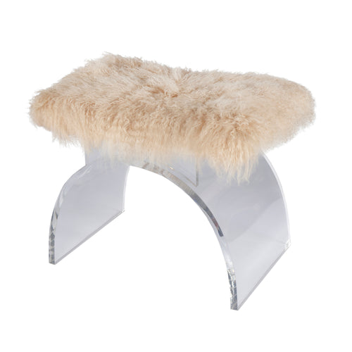 Marlowe Lucite Fur Stool by Worlds Away