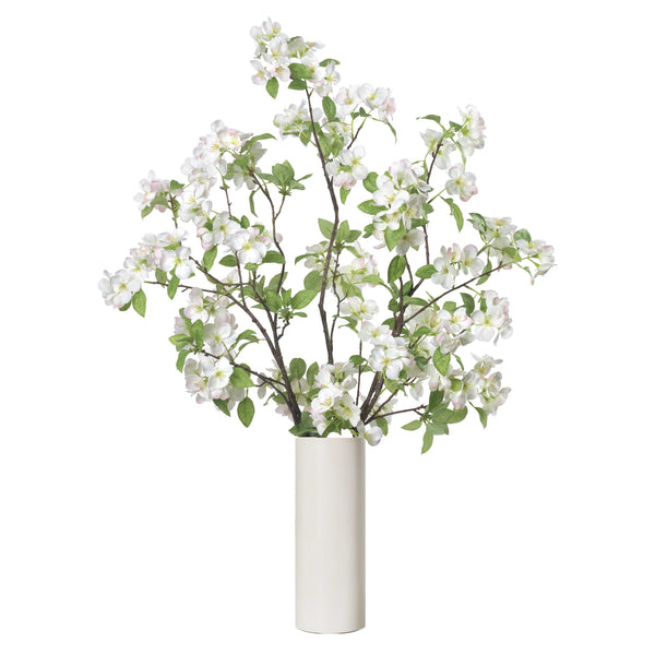 Diane James Pink Apple Blossoms in White Vase