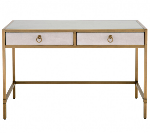 Strand Shagreen Desk in White and Gold