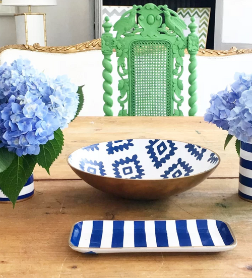 Block Print Decorative Bowl in Blue by Dana Gibson