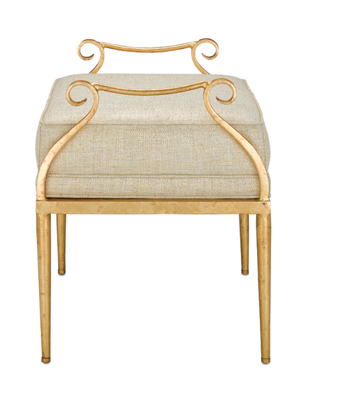 Genevieve Shimmer Gold Ottoman by Currey and Company
