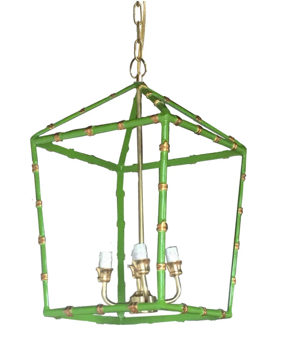 Dana Gibson Bamboo Lantern Chandelier in Green Ivy Home