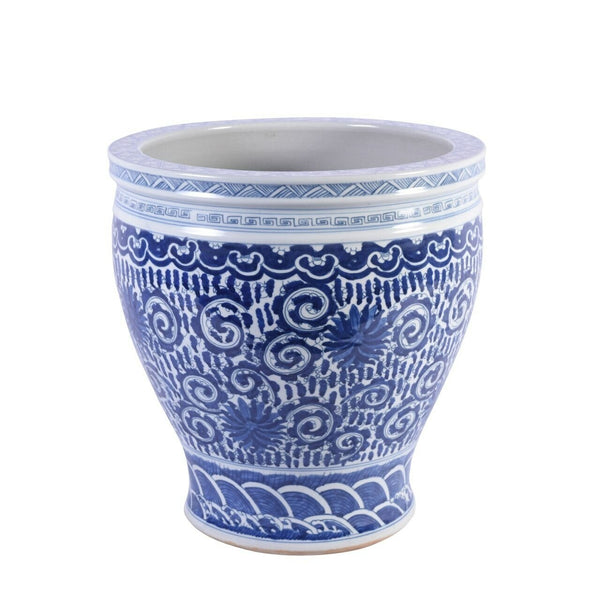 blue and white ceramic plant pot Legend of Asia Blue & White Twisted Lotus Bowl Planter