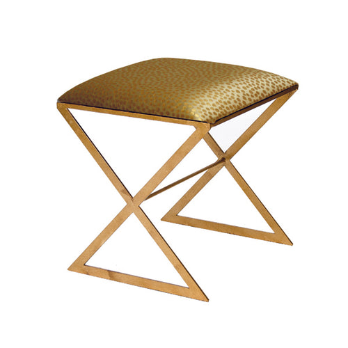 Worlds Away X Side Stool, Gold