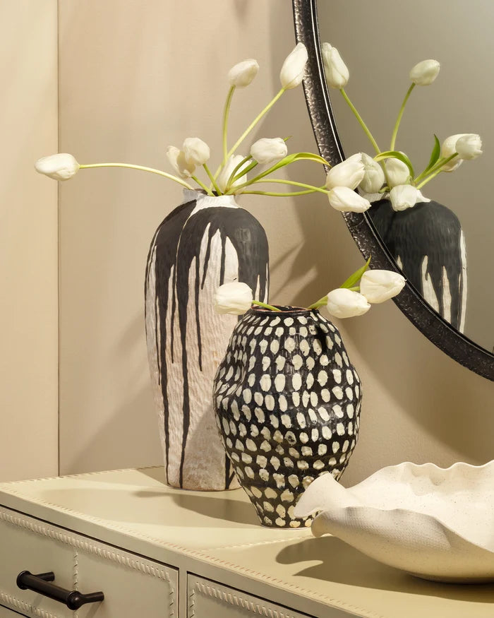 Jamie Young Pinpoint Ceramic Vase, Black And White Polk Dot
