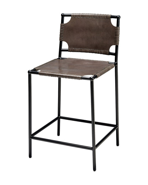 Jamie Young Asher Leather Counter Stool, Grey