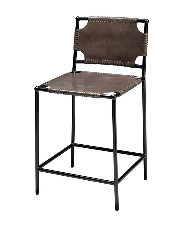 Jamie Young Asher Leather Counter Stool, Grey