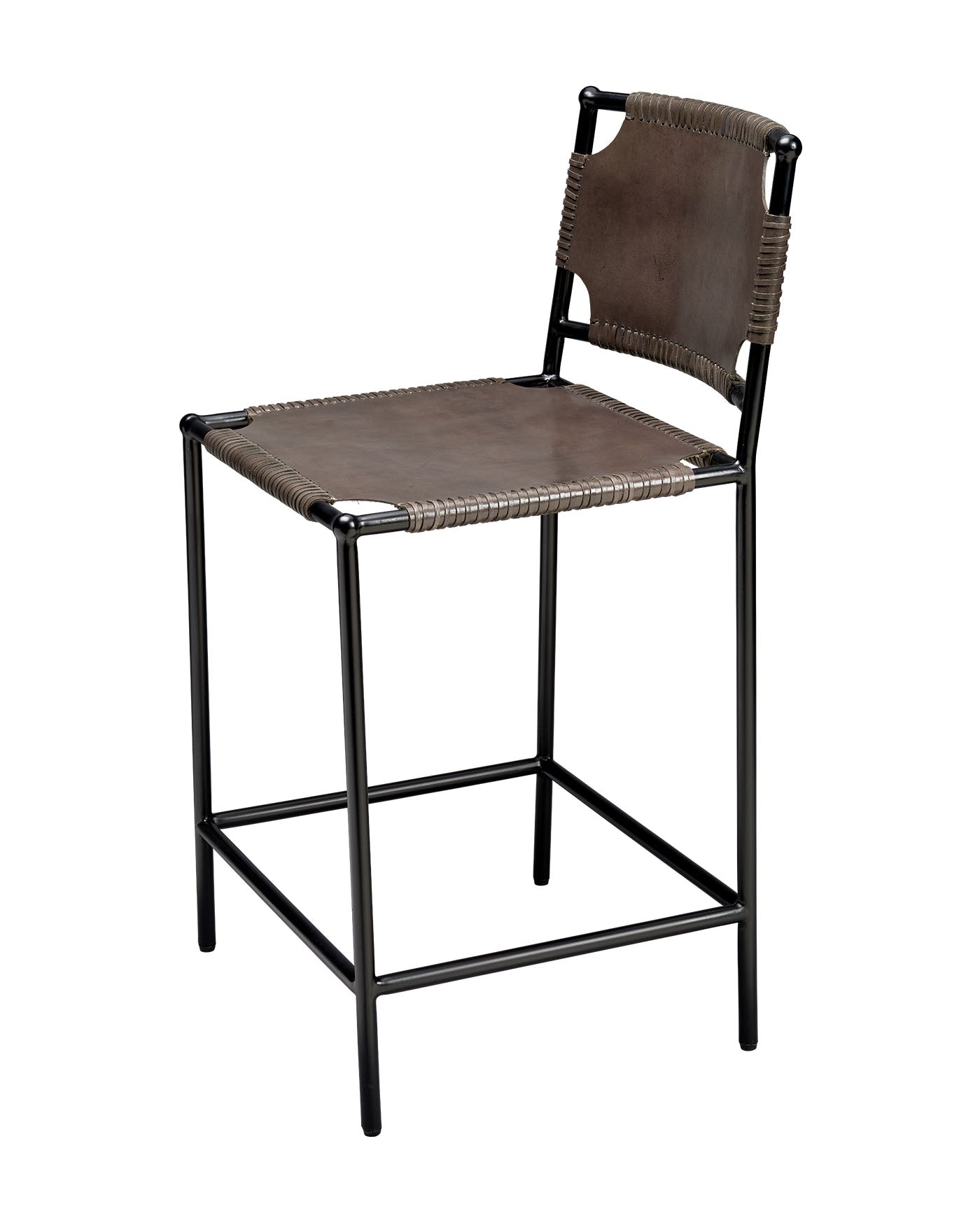 Jamie Young Asher Leather Counter Stool, Grey
