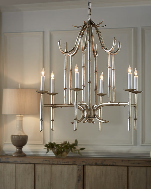 Wildwood Bamboo Chandelier Silver