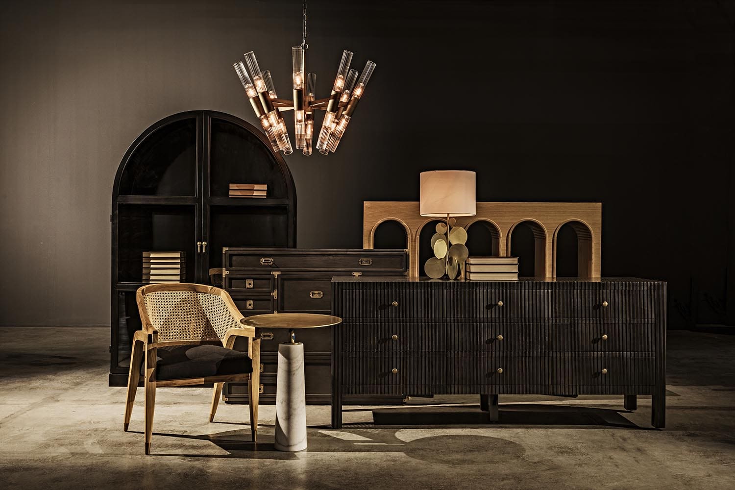 Noir Enzo Console, White Oak