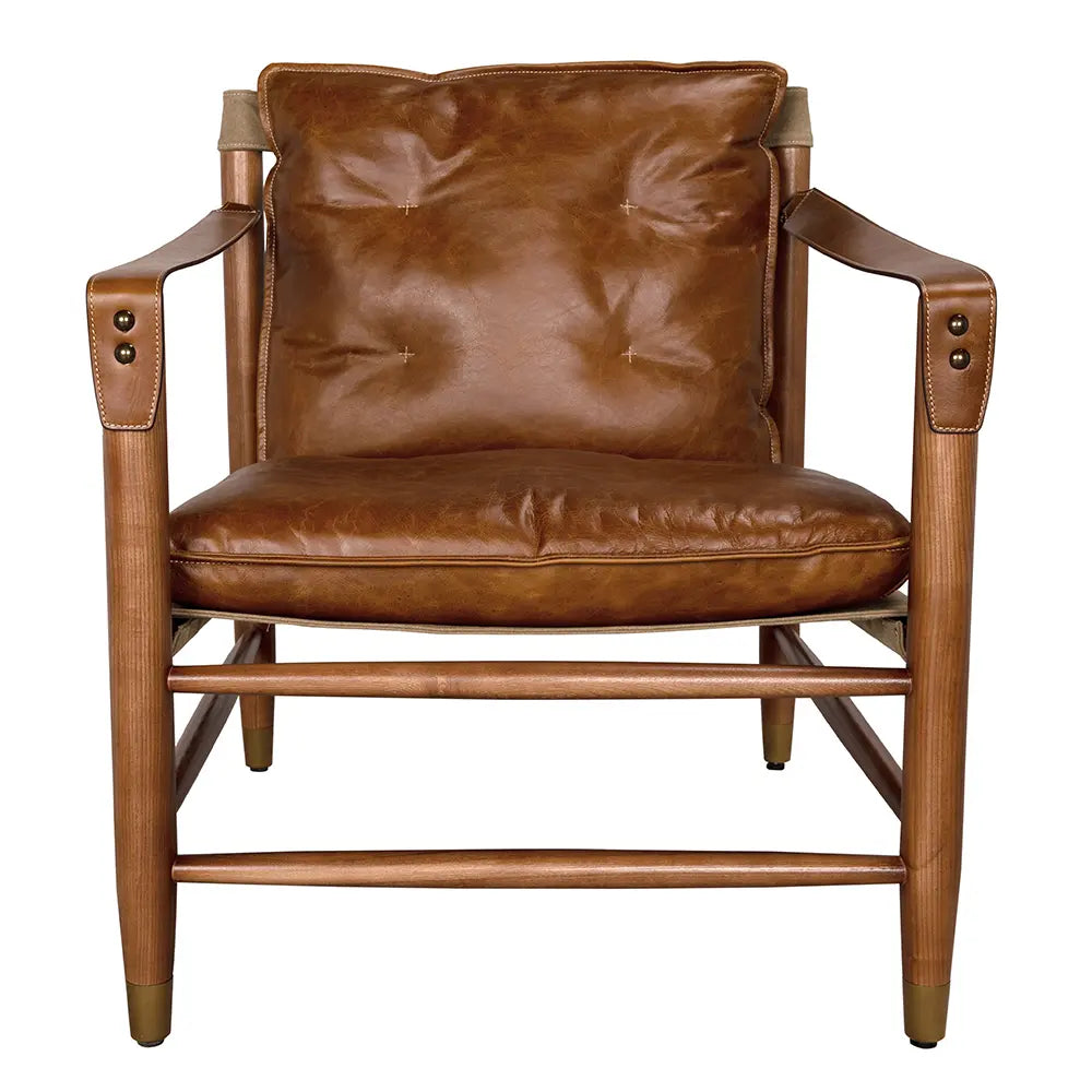 Noir Luther Chair, Cuba Brown Leather W/Canvas