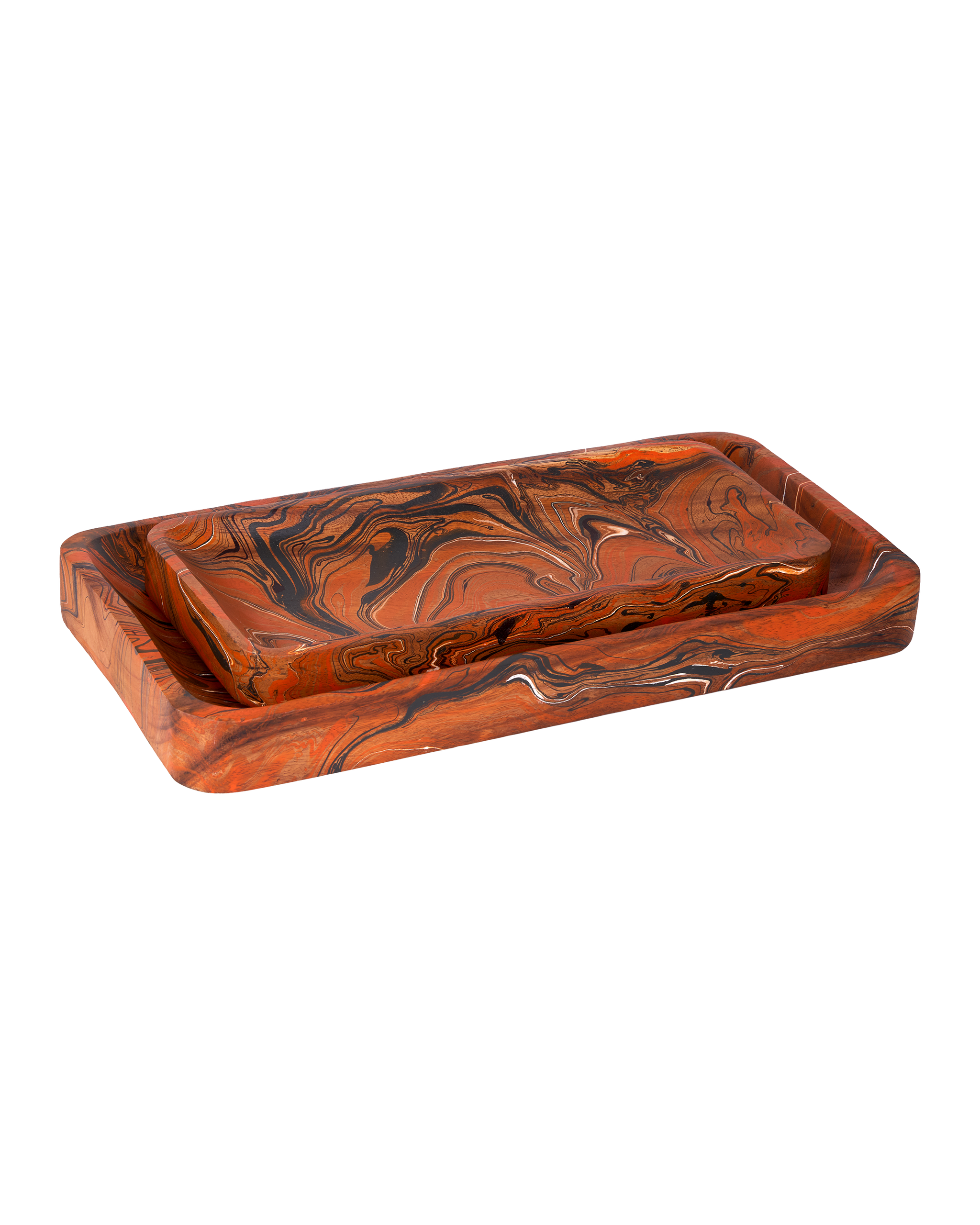 Currey & Company Divine Orange Tray Set Of 2
