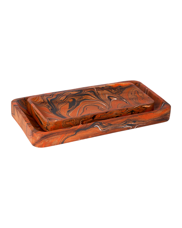 Currey & Company Divine Orange Tray Set Of 2