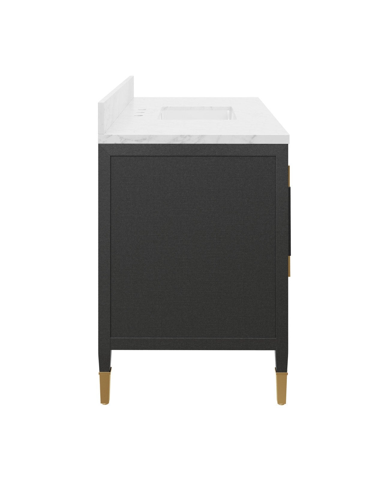 Currey & Company Verona 48" Black Linen Vanity With Rectangular Undermount Sink