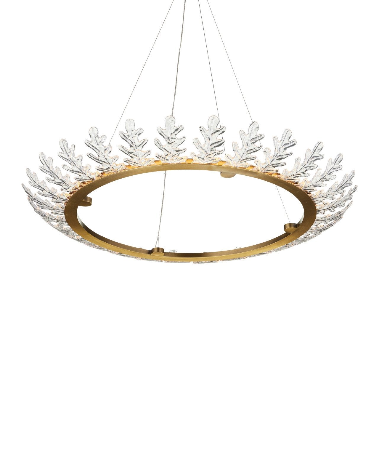 Currey & Company Oakwreath 47" Polished Antique Brass 1 Light Chandelier