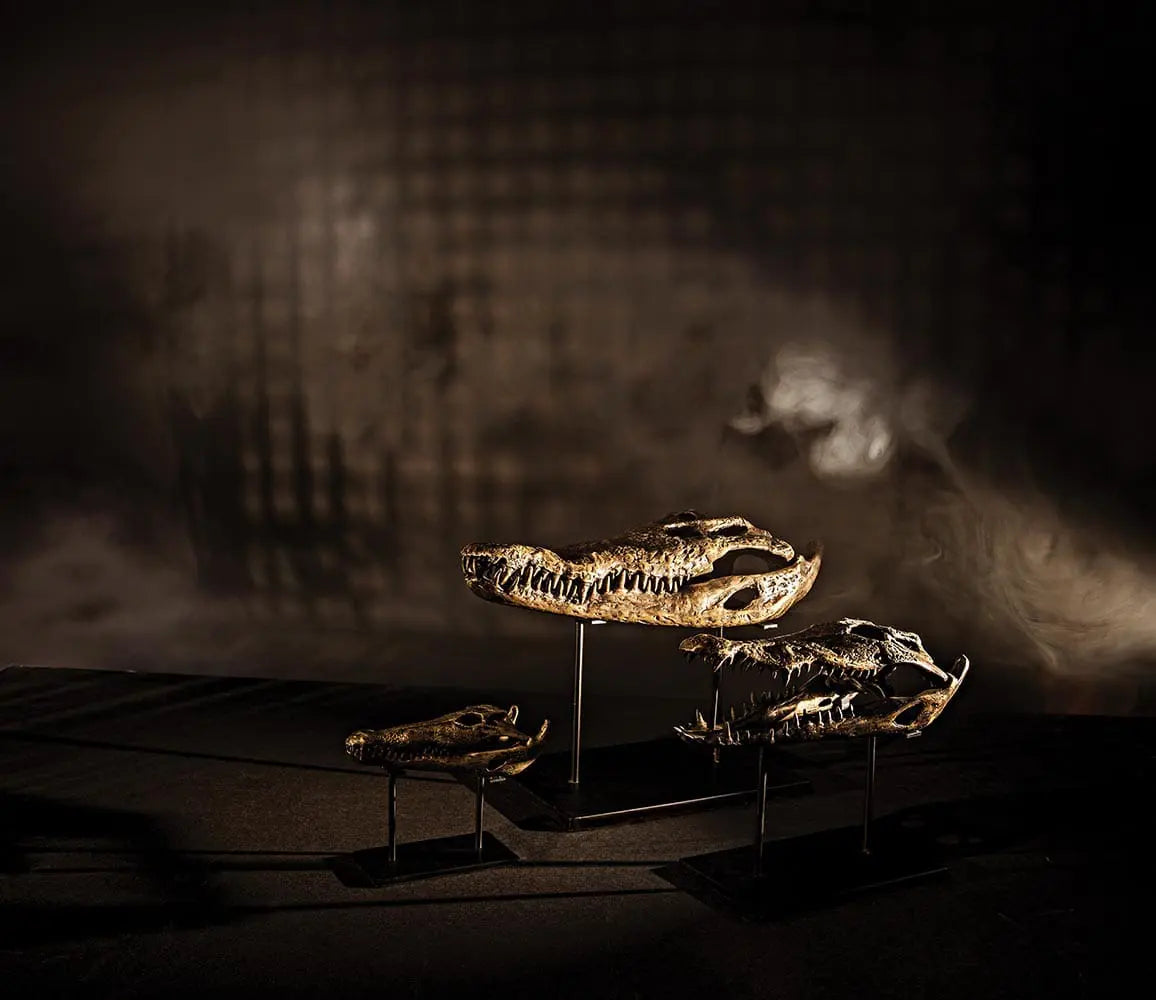 Noir Brass Alligator On Stand, Medium