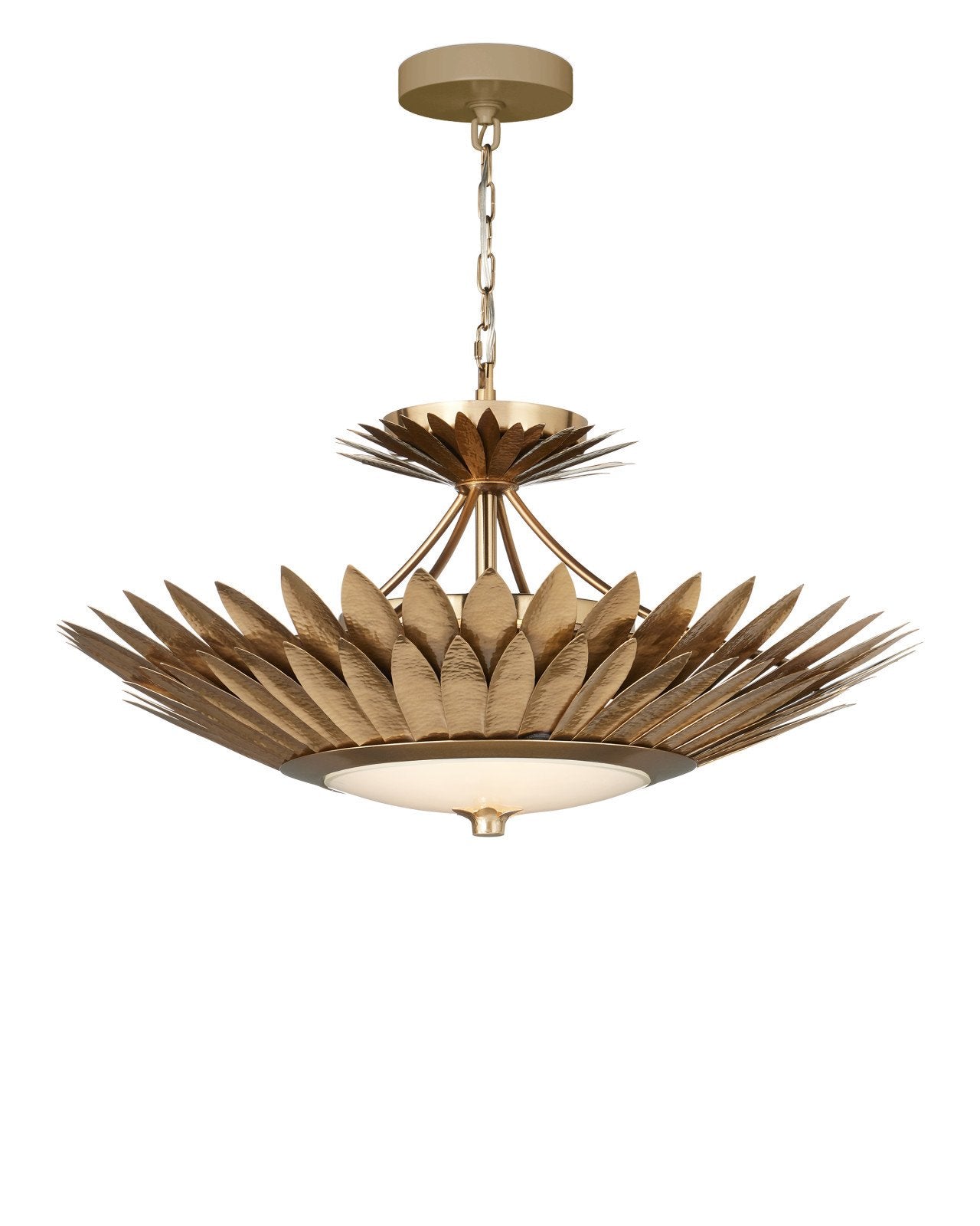 Currey & Company Plumage 30" Brass Convertible Semi Flush Mount