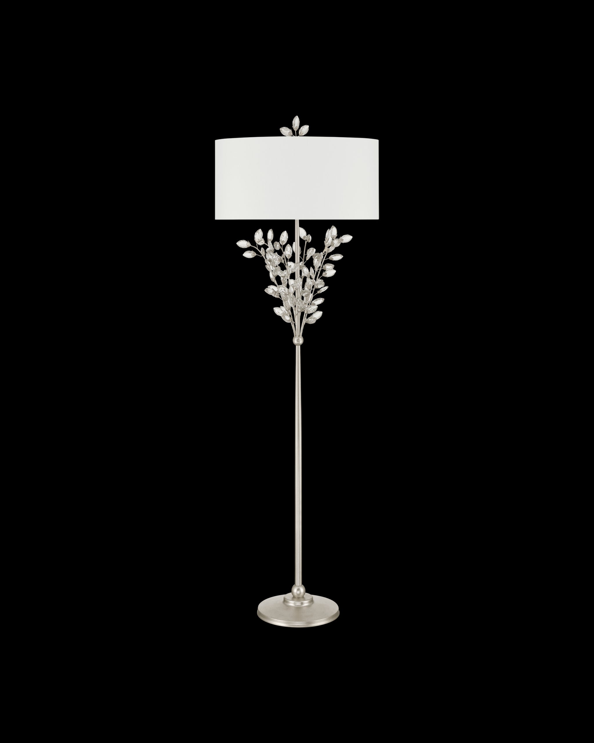 Currey & Company Forget Me Not Silver Floor Lamp