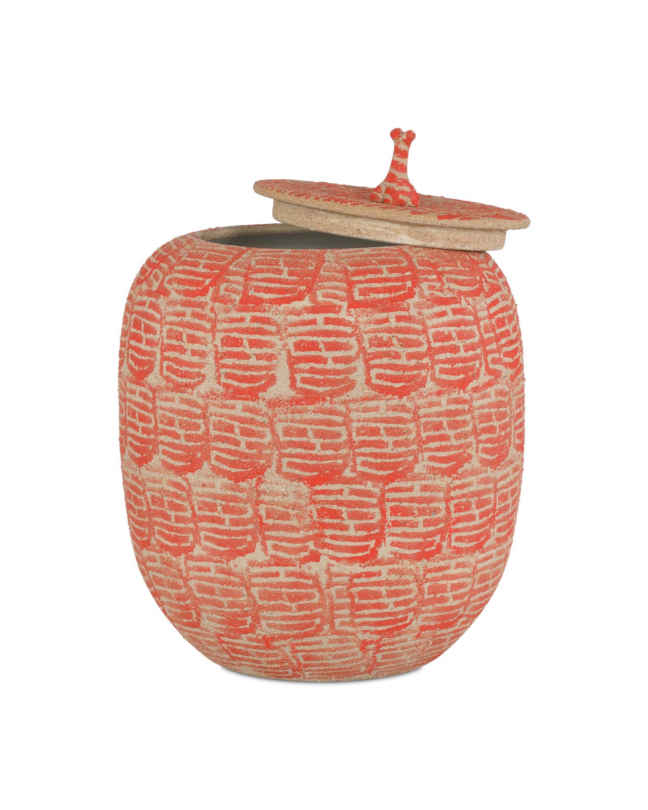 Currey & Company 12.5" Happiness Red Porcelain Preserve Jar