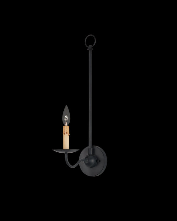 Currey & Company Saxon Single Light Black Wall Sconce