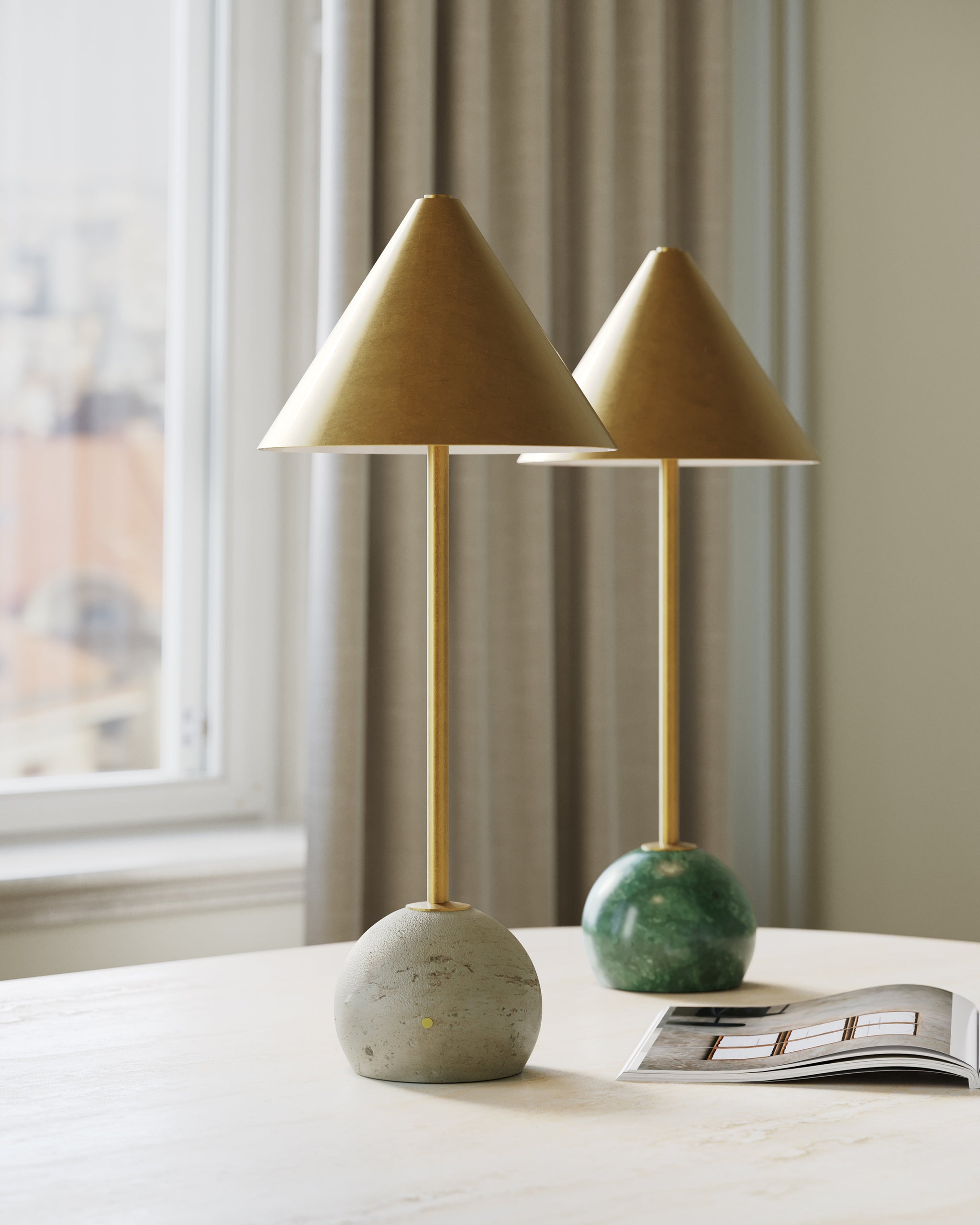 Currey & Company Journey Natural & Brass Cordless Table Lamp