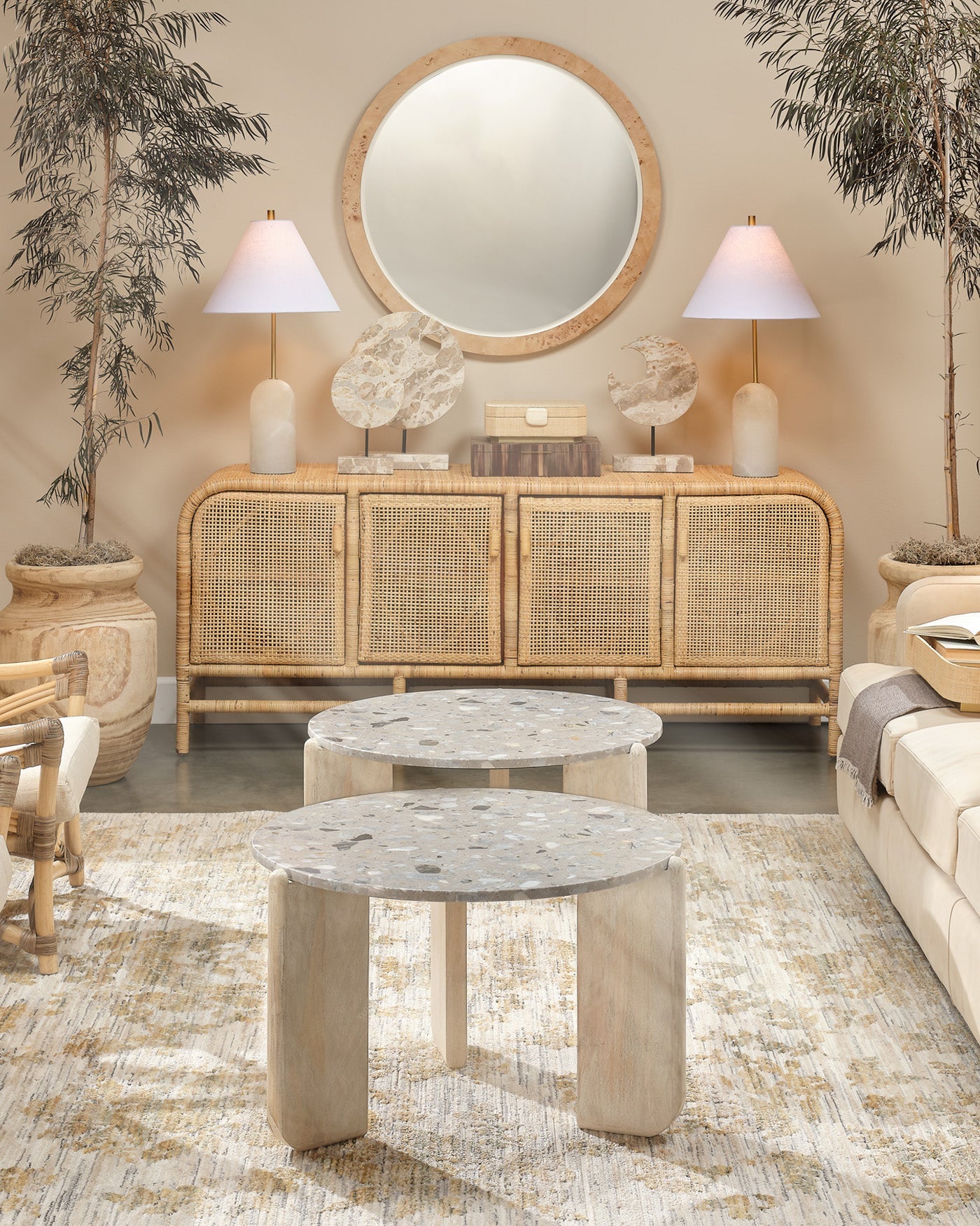 Jamie Young Quarry Wood And Tendua Stone Coffee Table