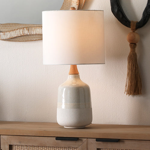 Alice Table Lamp With Drum Shade In White Linen