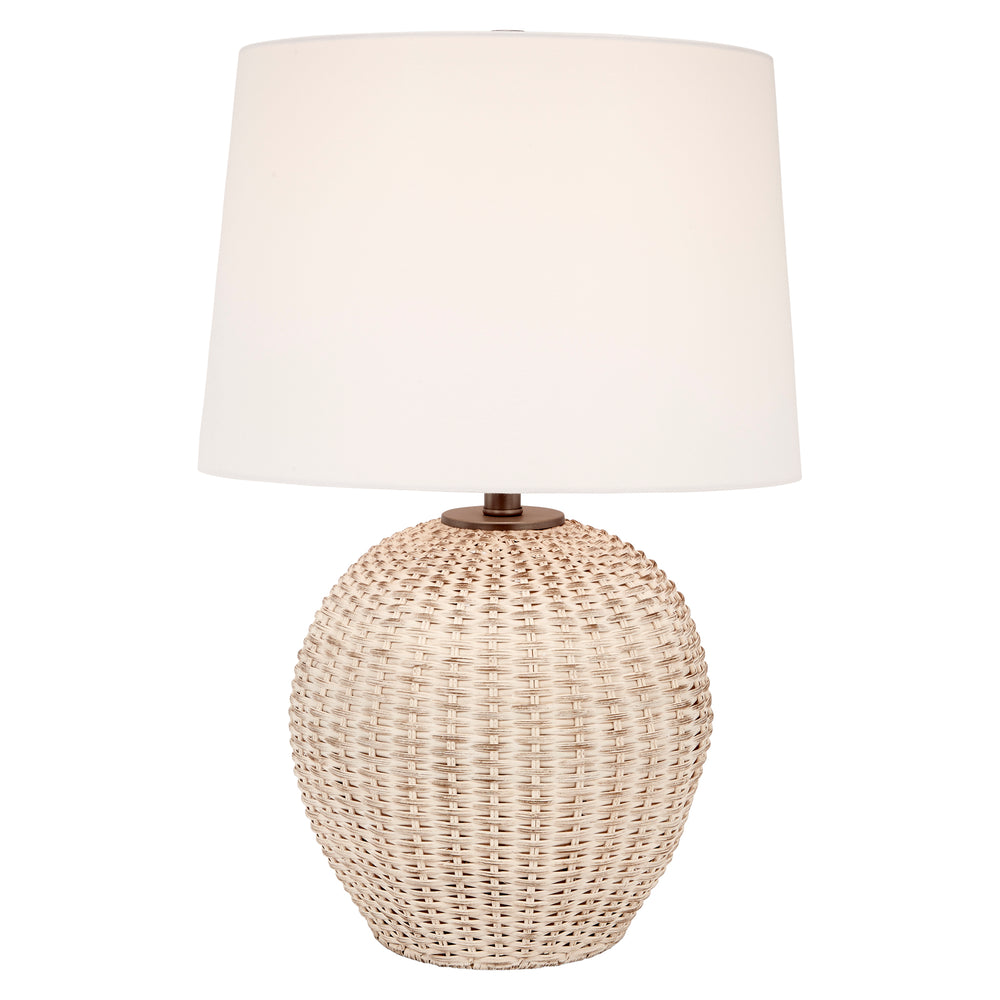 Old World Design White Wash Woven Rattan Lamp