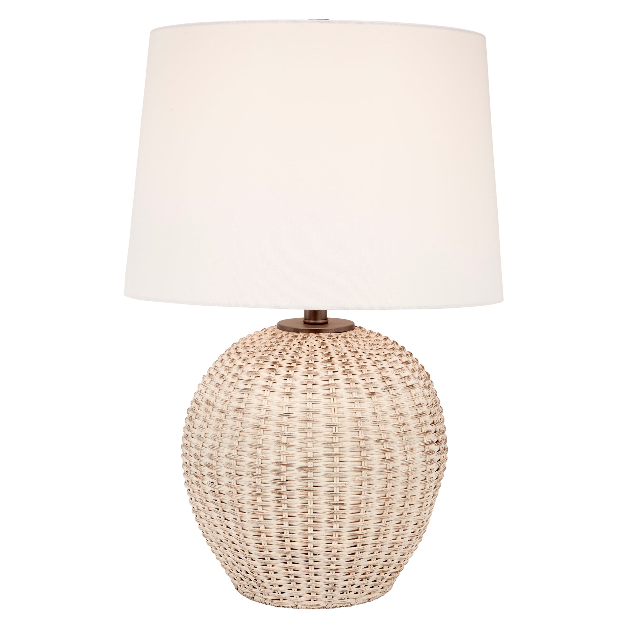 Old World Design White Wash Woven Rattan Lamp