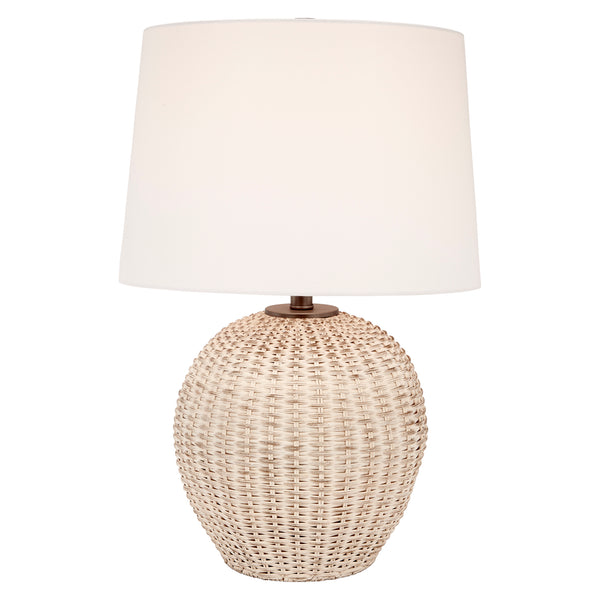 Old World Design White Wash Woven Rattan Lamp