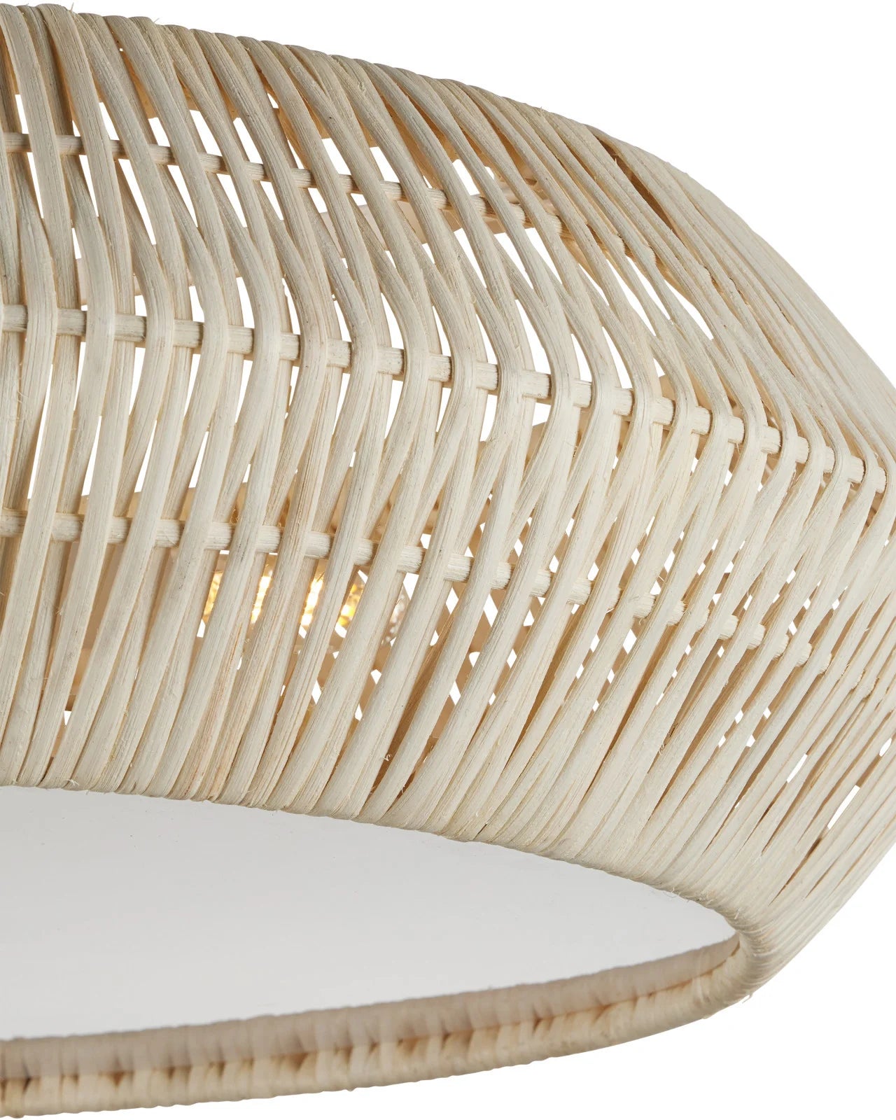 Currey & Company Antibes 25" White Rattan Semi Flush Mount