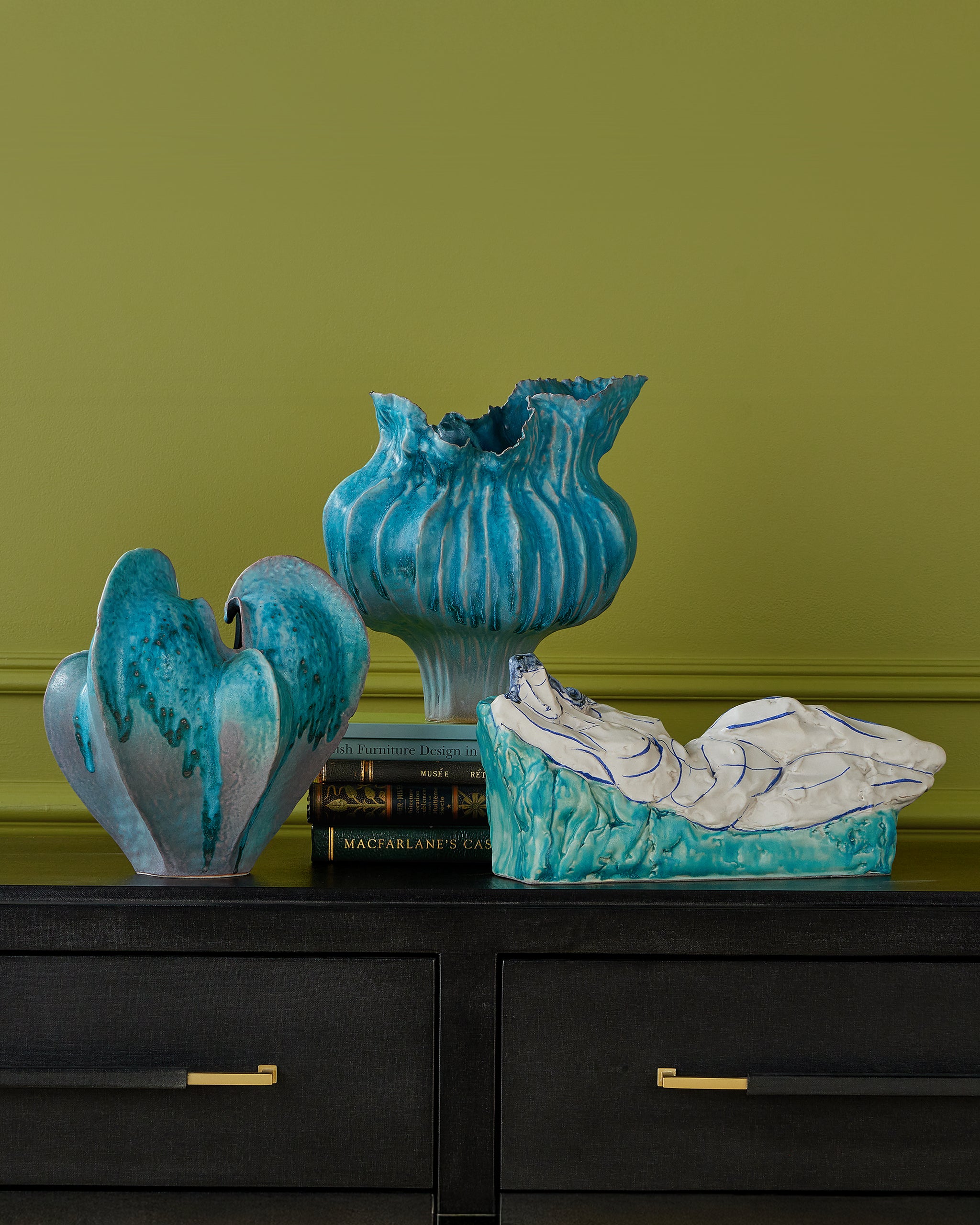 Currey & Company Flying Silk Blue Vase