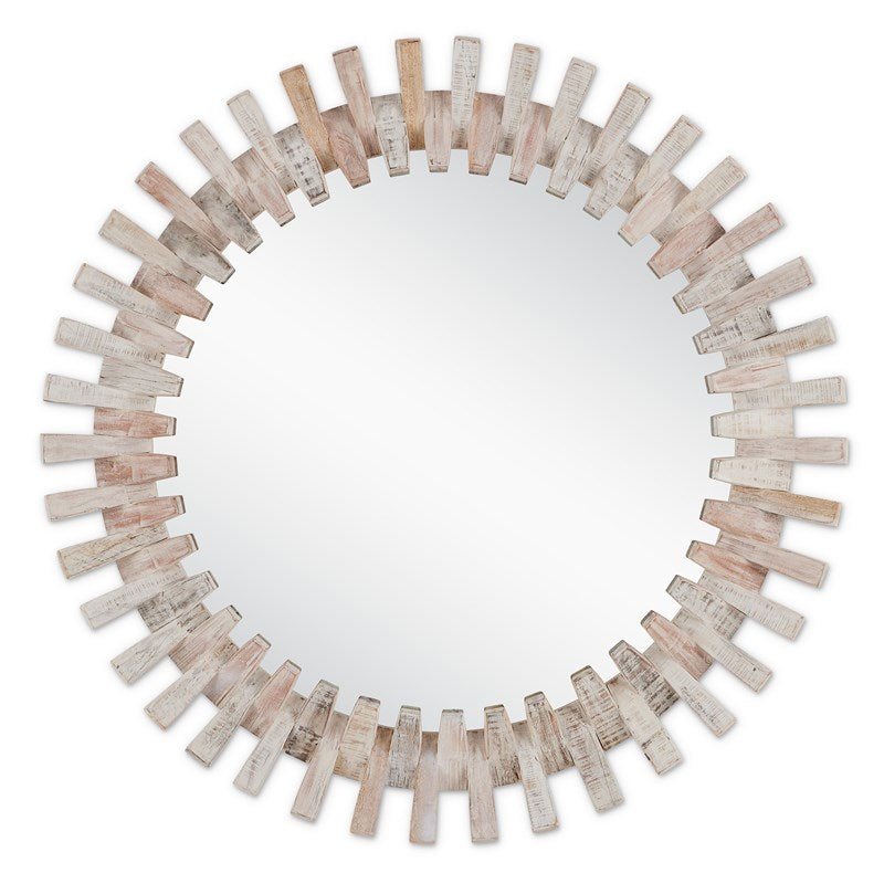 Currey And Company Diza Round Whitewash Mirror