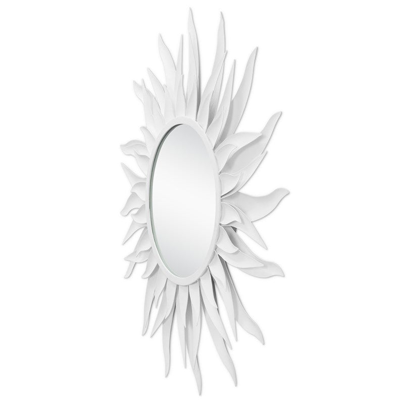Currey And Company Agave Round White Mirror