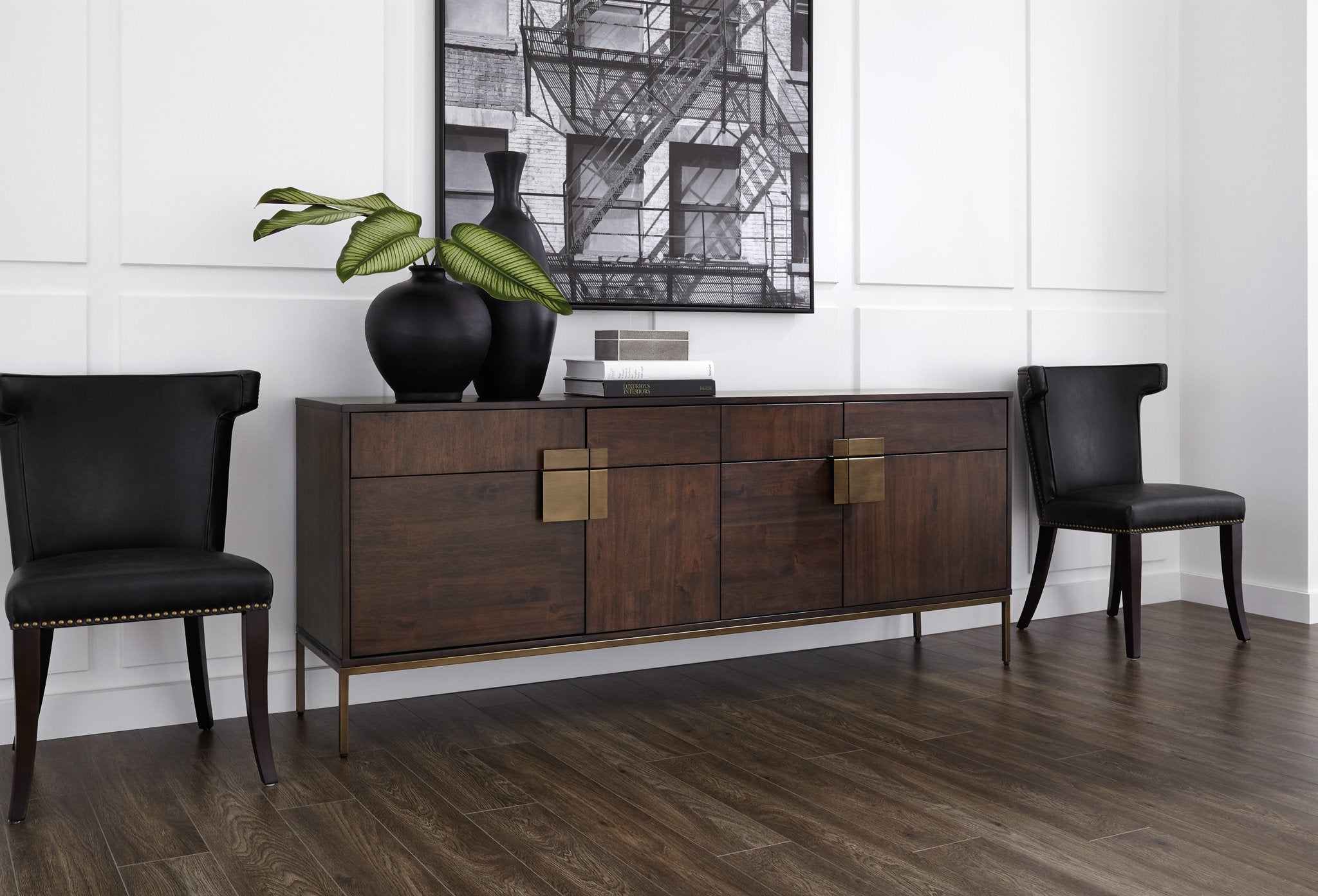 Sunpan Jade Sideboard Antique Brass Dark Mango