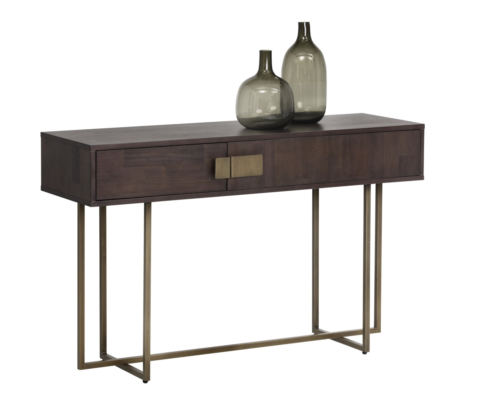 Sunpan Jade Console Table Antique Brass Dark Mango