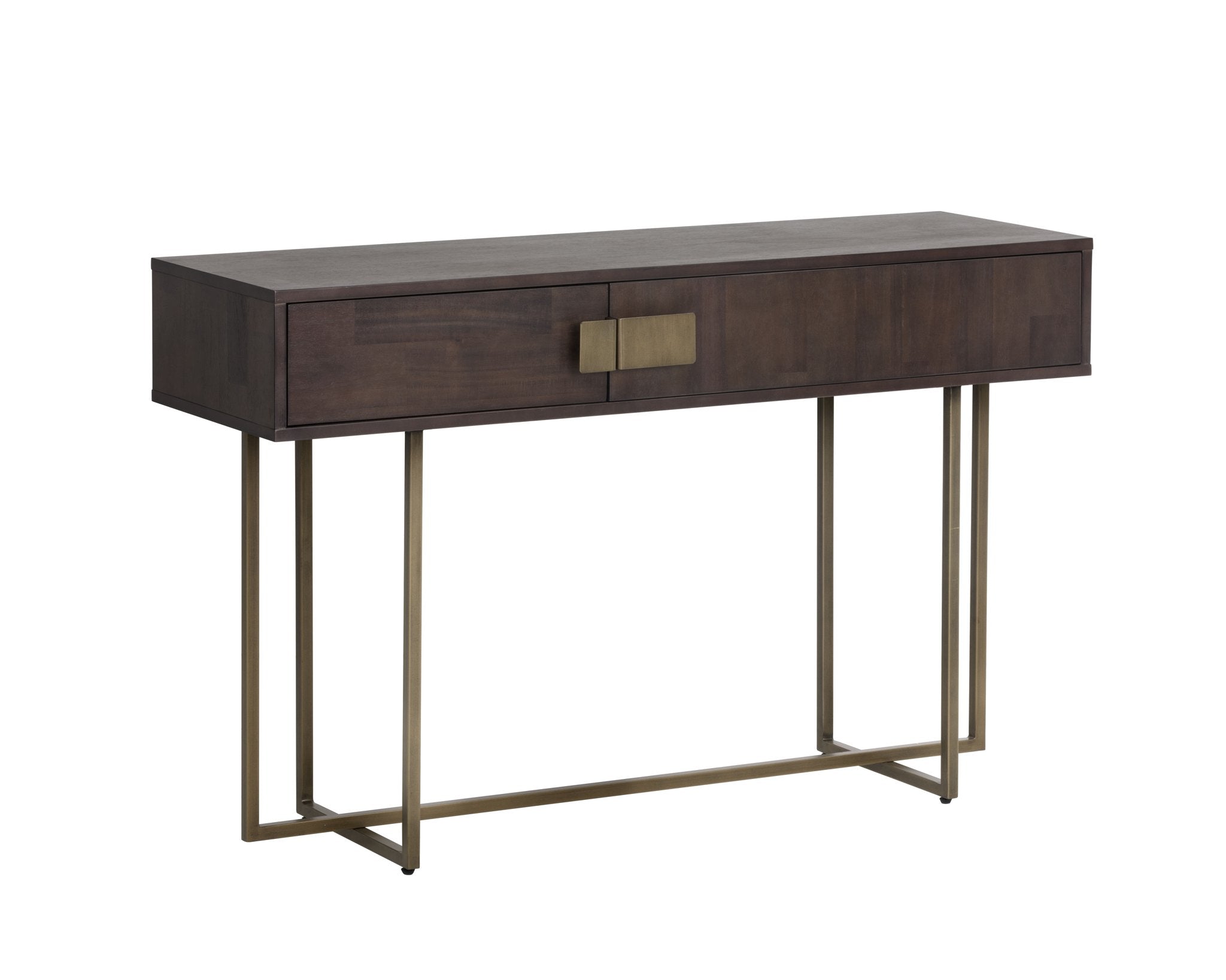 Sunpan Jade Console Table Antique Brass Dark Mango
