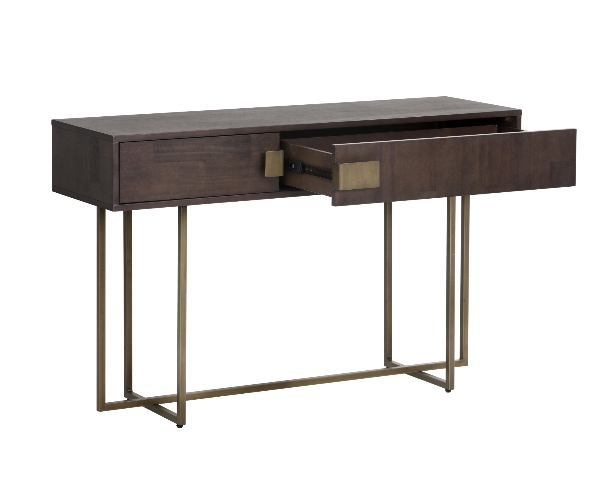 Sunpan Jade Console Table Antique Brass Dark Mango