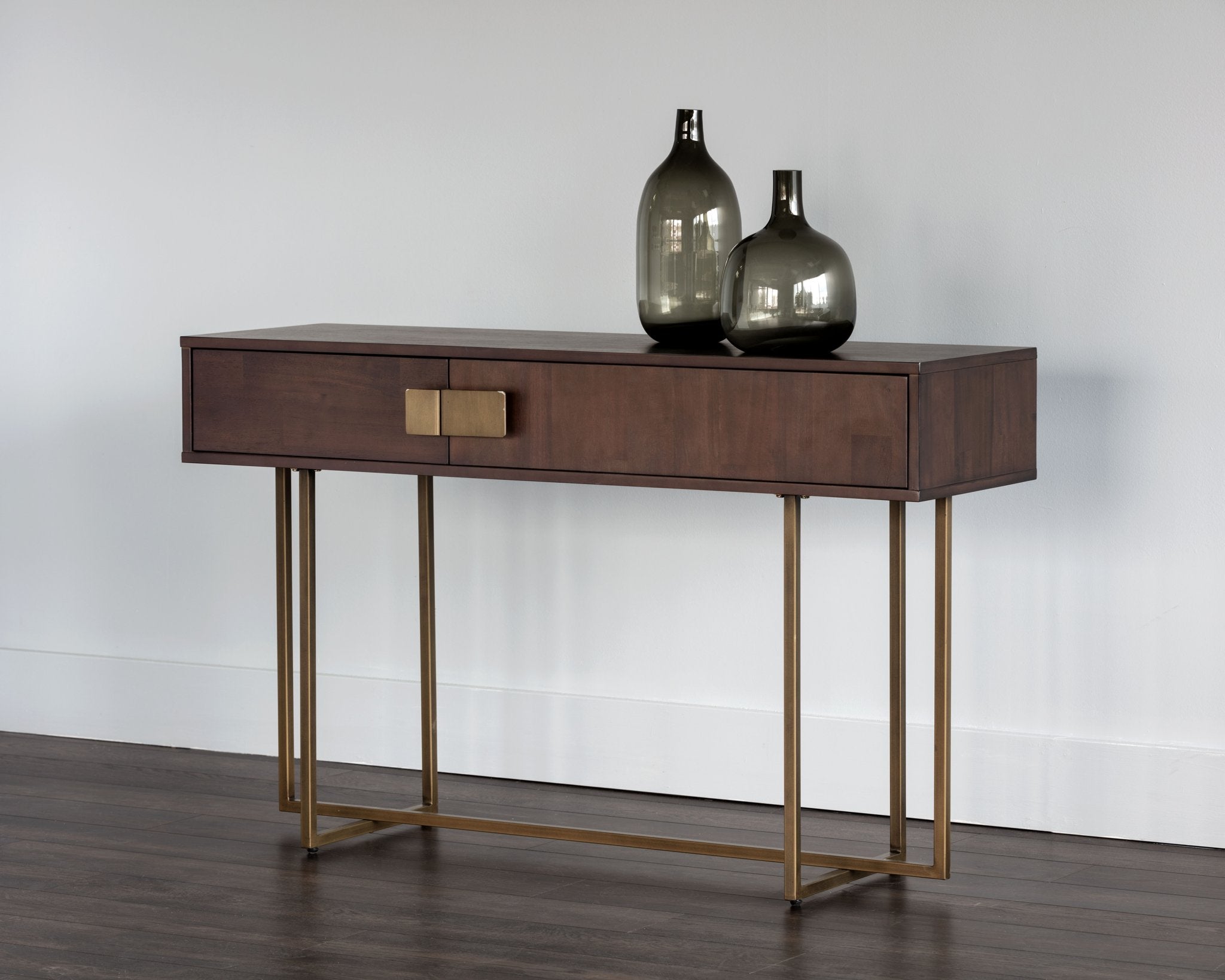 Sunpan Jade Console Table Antique Brass Dark Mango