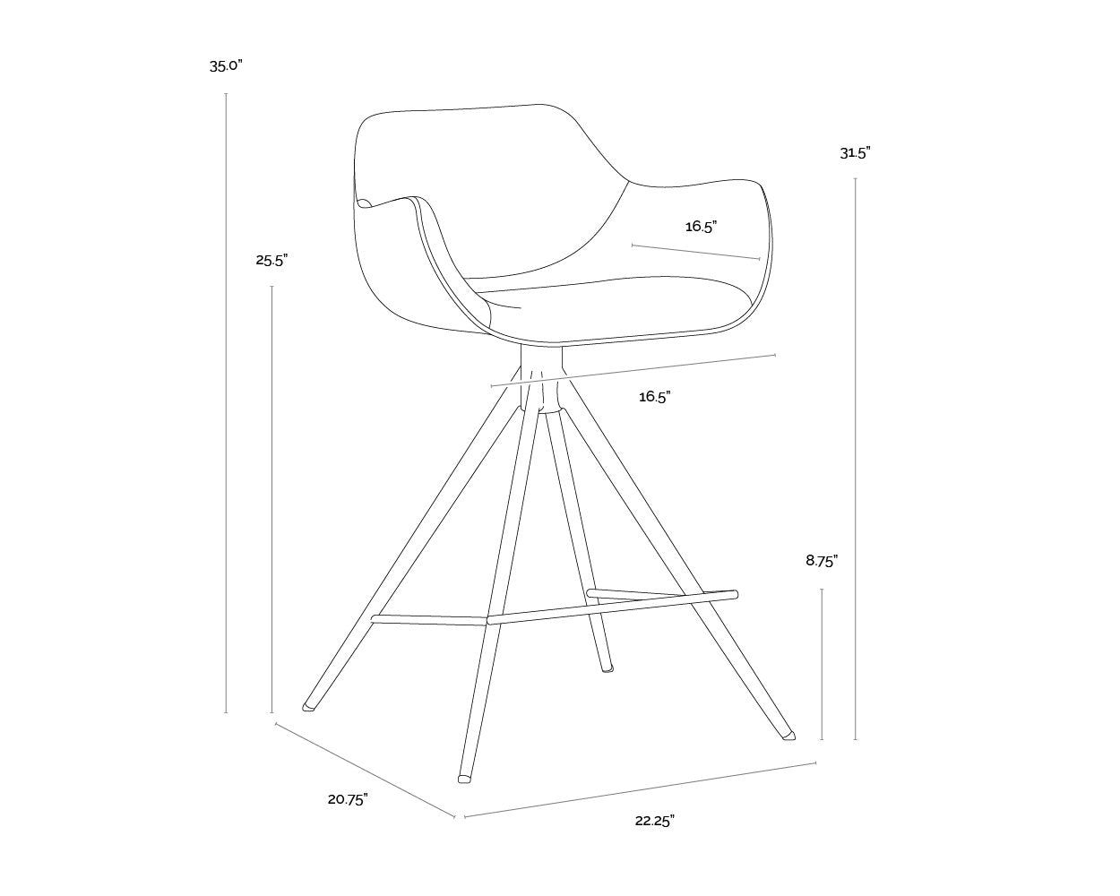 Sunpan Owen Swivel Counter Stool Town Grey