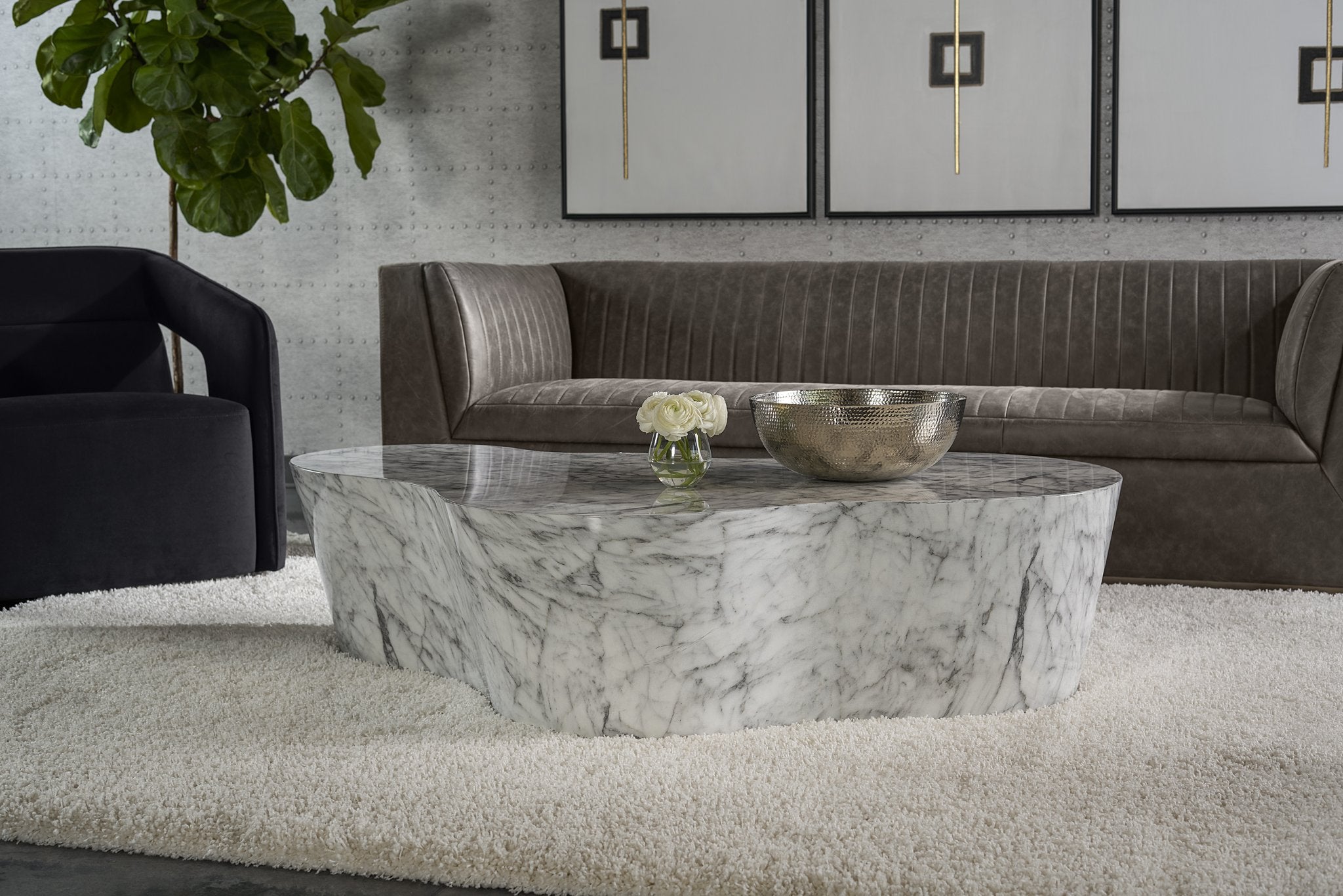 Sunpan Ava Coffee Table Marble Look